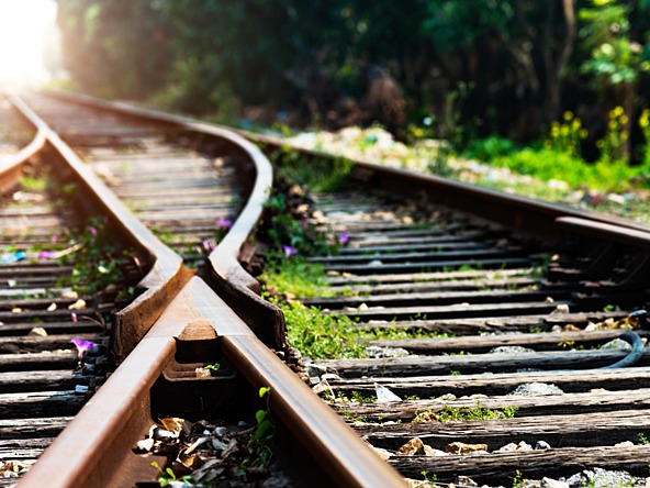 two railway tracks intersecting 